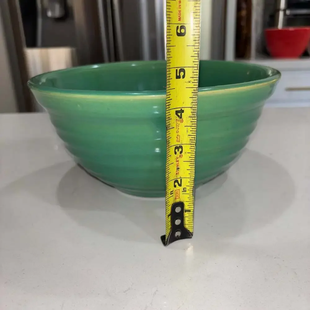 Vintage Bauer Pottery Ring Ware #12 Mixing Bowl Jade Green Beehive 9.5”